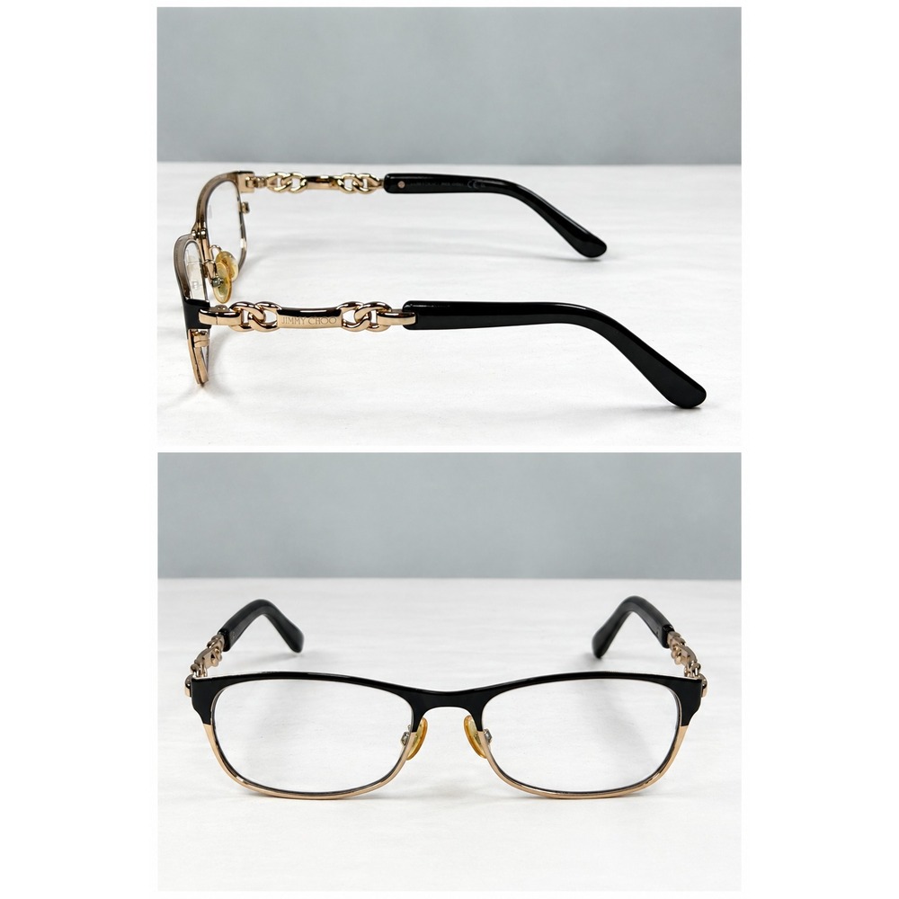 Jimmy Choo Eyeglasses 78 8S2 Black & Gold Browline Frame Made In Italy 53◻16~135
